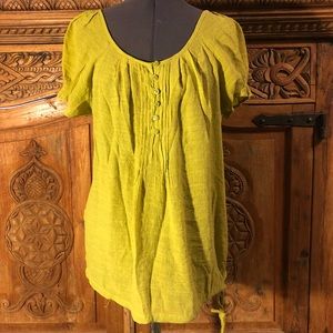 Christopher & Banks Rayon Lime Green Blouse